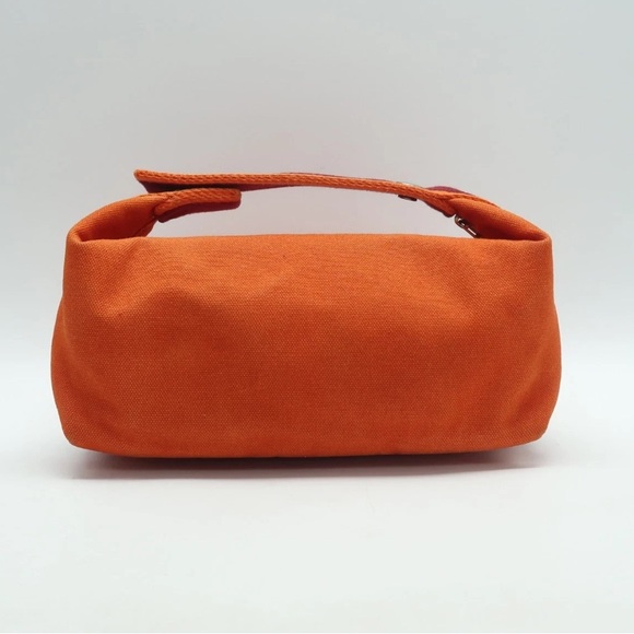 Hermes Orange Canvas Pouch with Red Embroidery - Picture 4 of 13